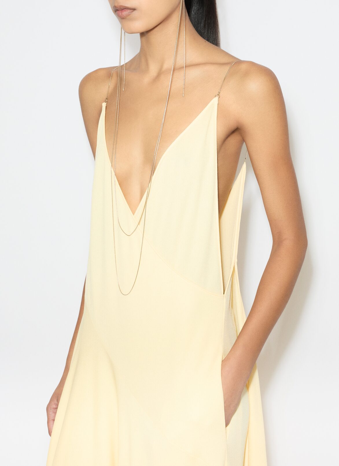 MATTE JERSEY ASYMMETRICAL SLIP DRESS ALAÏA YELLOW MATTE JERSEY ASYMMETRICAL SLIP DRESS
